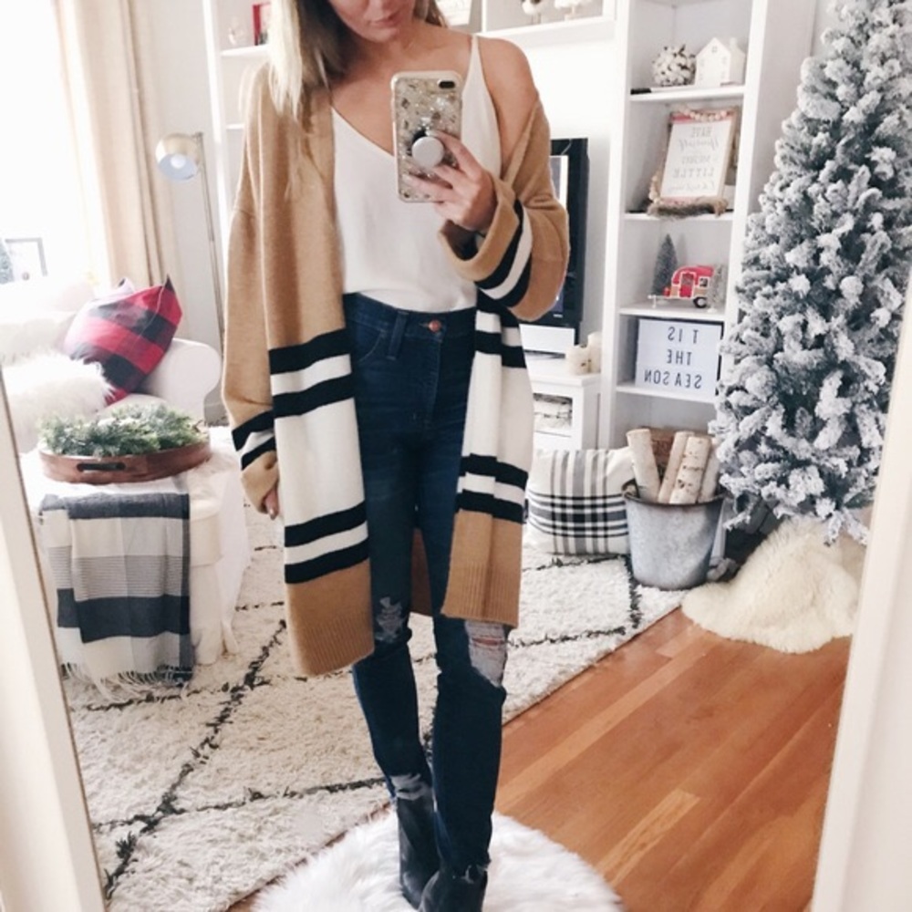 Topshop Striped Colorblock Cardigan
